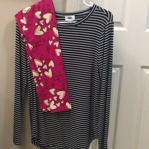 OS LLR leggings and Black striped long sleeve